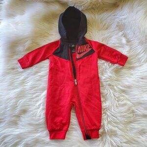 Nike Baby Red/Black Hooded Full Zip Jumpsuit SZ 6M